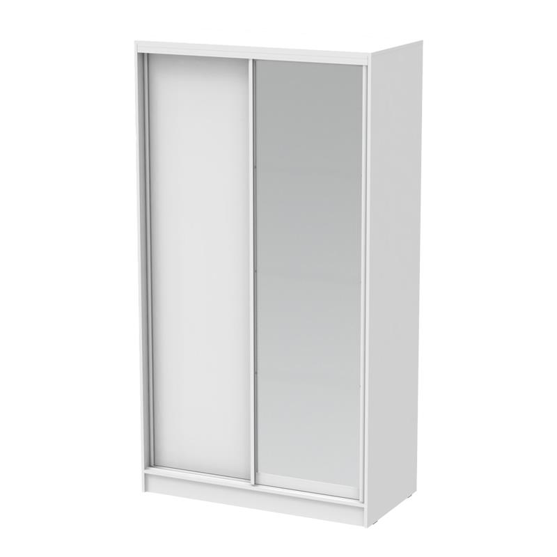 Ντουλάπα δίφυλλη συρόμενη με καθρέφτη Korredor μελαμίνη σε λευκή απόχρωση 120x60x220εκ