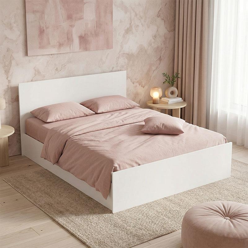 Κρεβάτι διπλό Toscana μελαμίνη σε λευκή απόχρωση 160x200εκ