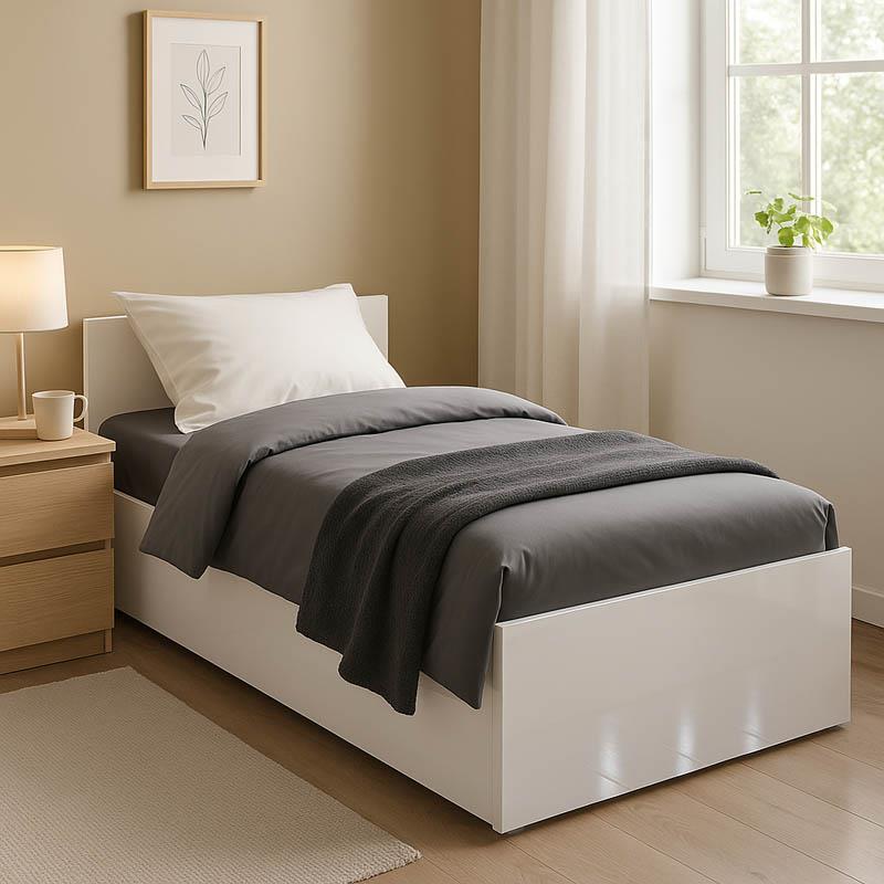 Κρεβάτι μονό Afina μελαμίνη σε λευκή glossy απόχρωση 90x200εκ