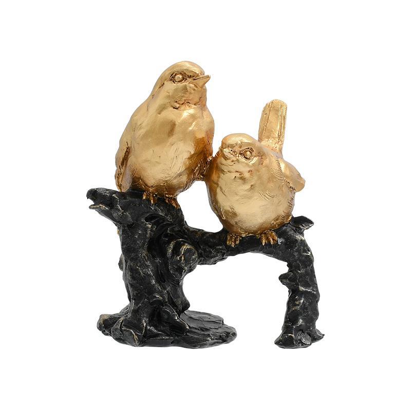 Επιτραπέζιο Διακοσμητικό "Πουλιά σε κλαδί" FL542 Fylliana Polyresin Μαύρο-Χρυσό χρώμα 15x10x17εκ