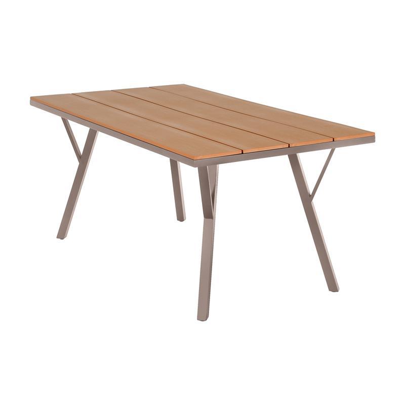 Τραπέζι FL6514 Fylliana Μεταλλικό Polywood Μπέζ 160x91x72 εκ.