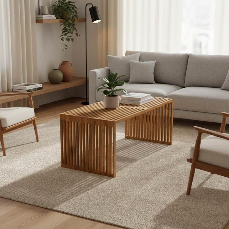 Τραπεζάκι σαλονιού Marlin teak ξύλο σε φυσική απόχρωση 100x50x45εκ.