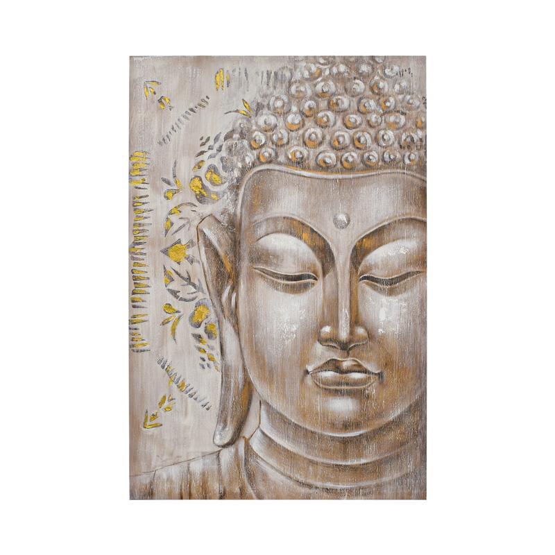 Κάδρο Buddha Fylliana σε Μπέζ - Γκρί χρώμα 80x3x120εκ.