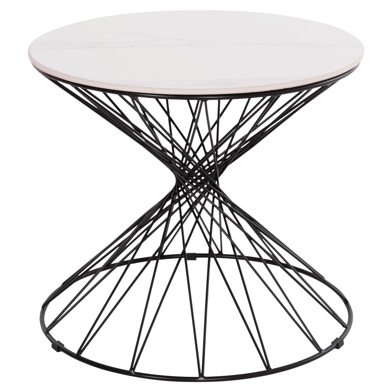 Βοηθητικό Τραπεζάκι σαλονιού GRESAM C18039.01 Κεραμικό Λευκό TOP και Μέταλλο Φ50x44Υεκ.