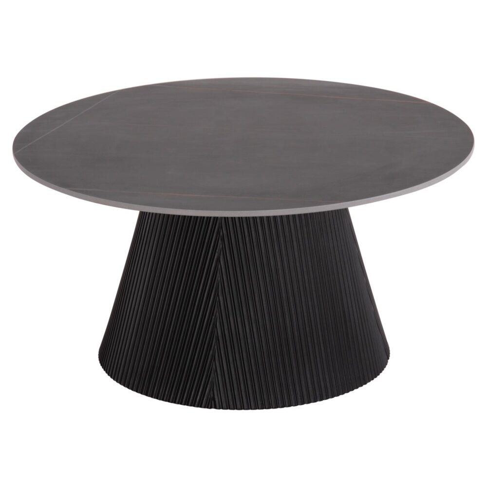 Τραπεζάκι σαλονιού DUNCAN C18022.01 με Κεραμικό TOP και MDF Βάση σε Μαύρο Φ80x41Υεκ.