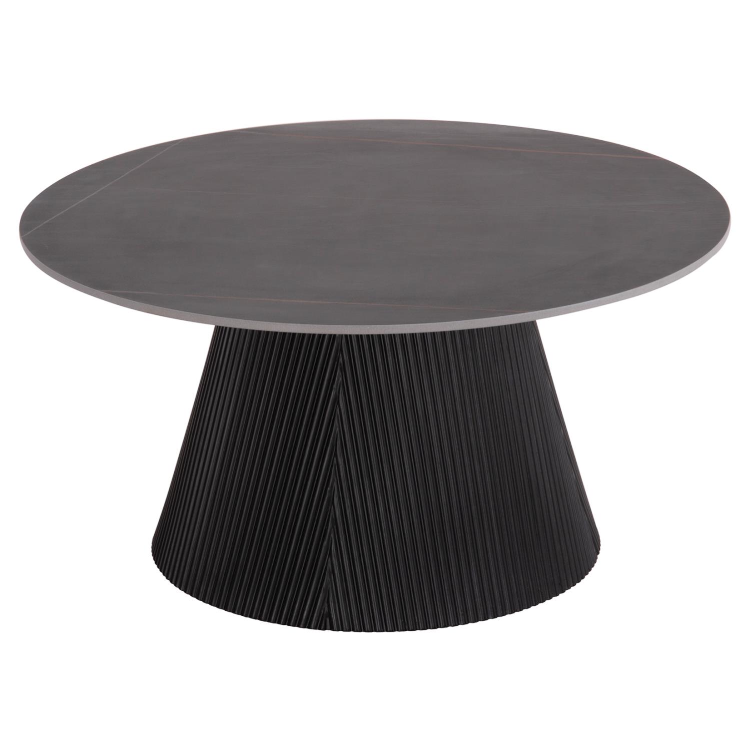 Τραπεζάκι σαλονιού DUNCAN C18022.01 με Κεραμικό TOP και MDF Βάση σε Μαύρο Φ80x41Υεκ.