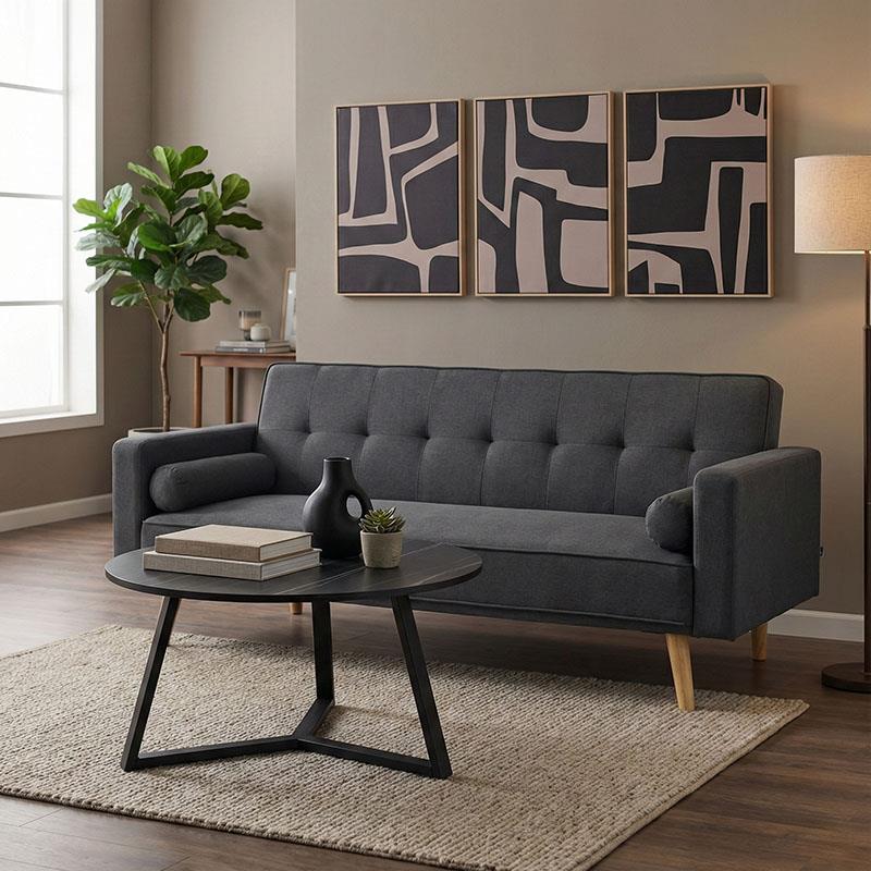 Καναπές - Kρεβάτι Success 3θέσιος Βελούδο Ανθρακί 190x80x84 εκ.