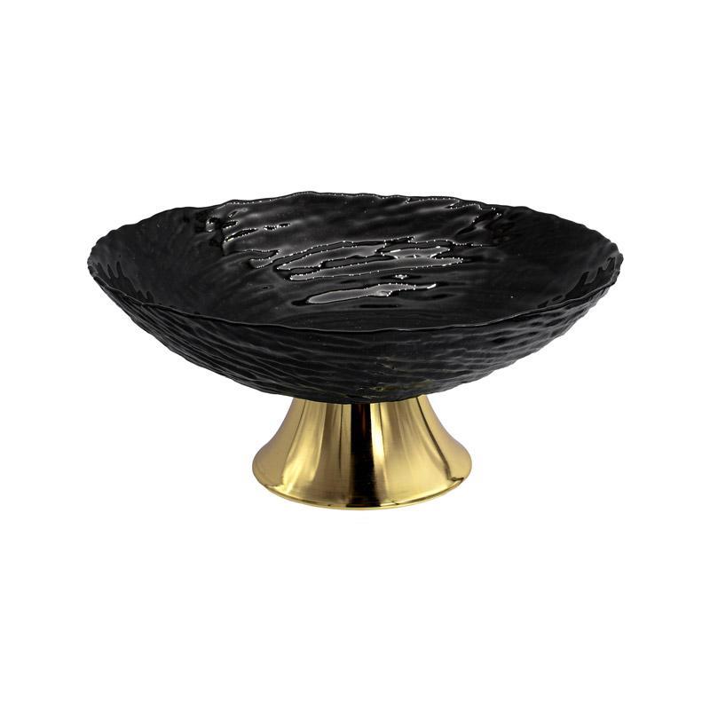 Φρουτιέρα FL26 Fylliana Γυάλινη Στρογγυλή με Πόδι Μαύρο χρώμα 26εκ