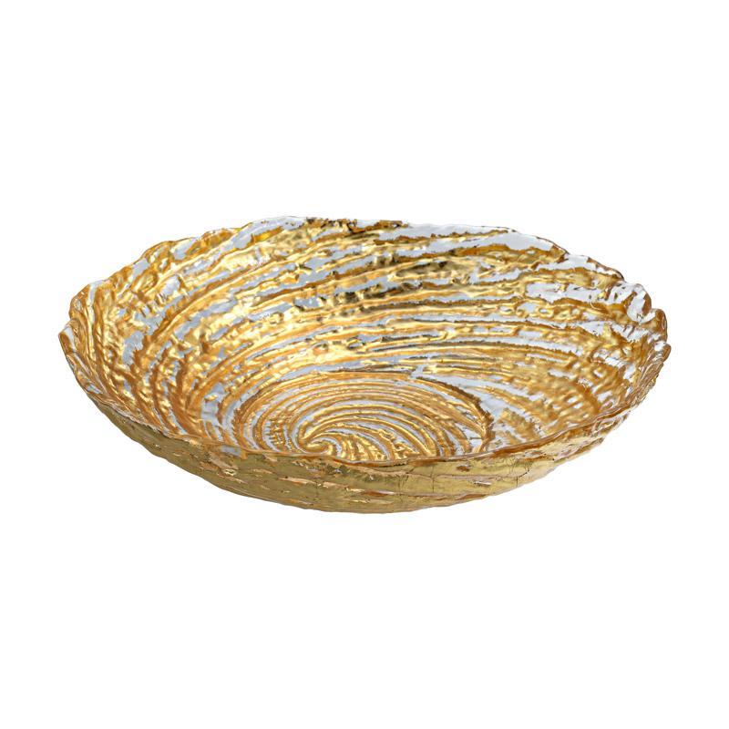 Φρουτιέρα FL25 Fylliana Γυάλινη Στρογγυλή Χρυσό χρώμα 25εκ