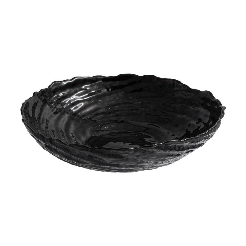 Φρουτιέρα FL25 Fylliana Γυάλινη Στρογγυλή Μαύρο χρώμα 25εκ