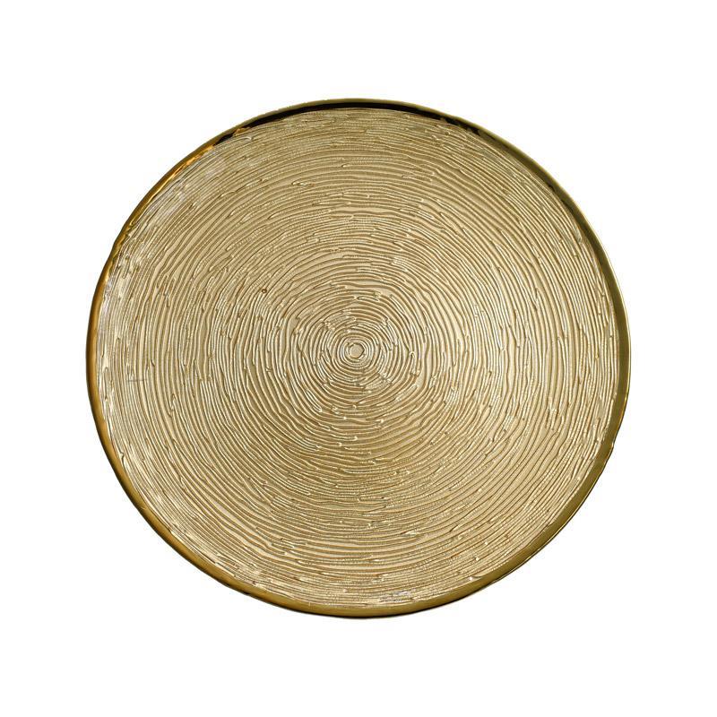 Πιατέλα Γυάλινη Στρογγυλή FL329 Fylliana Χρυσο 32x32x2 εκ.