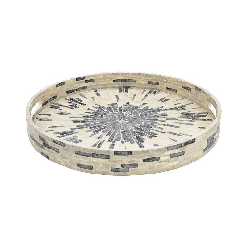 Διακοσμητικός Δίσκος Bamboo - Κοχύλι FL01 Fylliana Γκρί Λευκό 30x30x4 εκ.