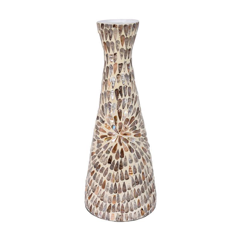 Βάζο Bamboo-Κοχύλι Tear Drop Fylliana FL03 Μπεζ-Καφέ-Λευκό Φ20x50 εκ.