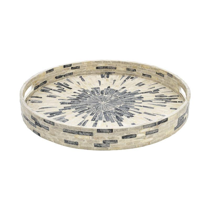 Διακοσμητικός Δίσκος Bamboo - Κοχύλι FL01 Fylliana Γκρί Λευκό 35x35x4 εκ.