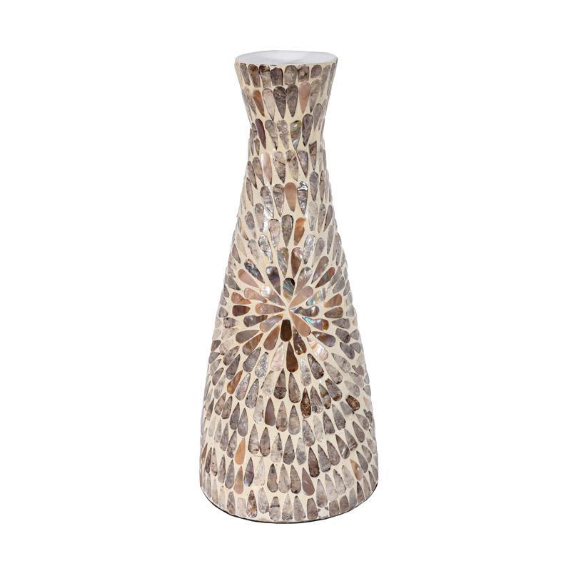 Βάζο Bamboo-Κοχύλι Tear Drop Fylliana FL03 Μπεζ-Καφέ-Λευκό Φ18x43 εκ.