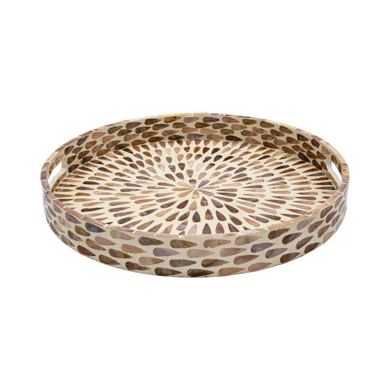 Διακοσμητικός Δίσκος Mdf - Κοχύλι Tear Drop FL01 Fylliana Μπεζ - Καφέ - Λευκό 30x30x4 εκ.