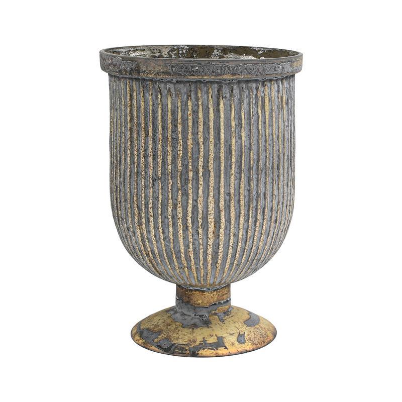 Γυάλινο Βάζο με Πόδι FL638 Fylliana Μπρονζέ Φ17x24 εκ.