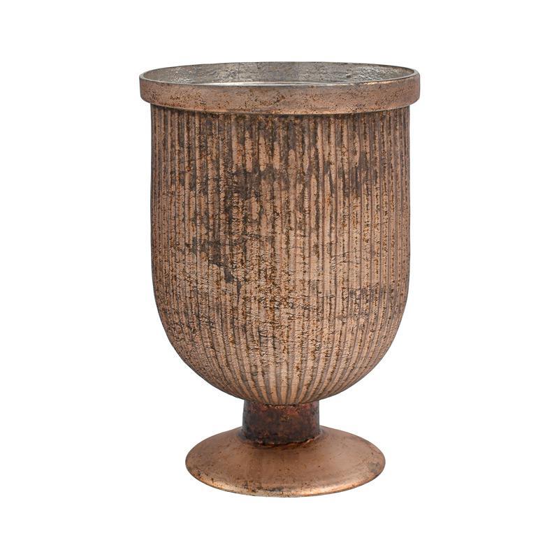 Γυάλινο Βάζο με Πόδι FL638 Fylliana Μπρονζέ - Ροζ Φ17x24 εκ.