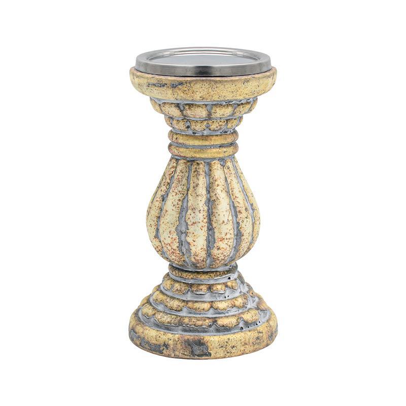 Γυάλινο Κηροπήγιο FL2814 Fylliana Μεταλλικό Φινίρισμα 10x20εκ.