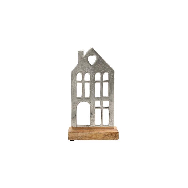 Διακοσμητικό Home 789 Fylliana Αλουμινίου με Ξύλινη Βάση Ασημί χρώμα 16x5x23εκ Διακοσμητικό Home 789 Fylliana Αλουμινίου με Ξύλινη Βάση Ασημί χρώμα 16x5x23εκ