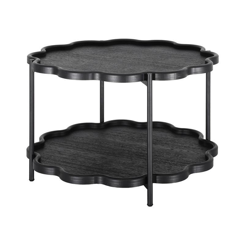 Βοηθητικό τραπεζάκι σαλονιού FL03248 Fylliana Στρογγυλό MDF Μαύρο χρώμα 80x48εκ