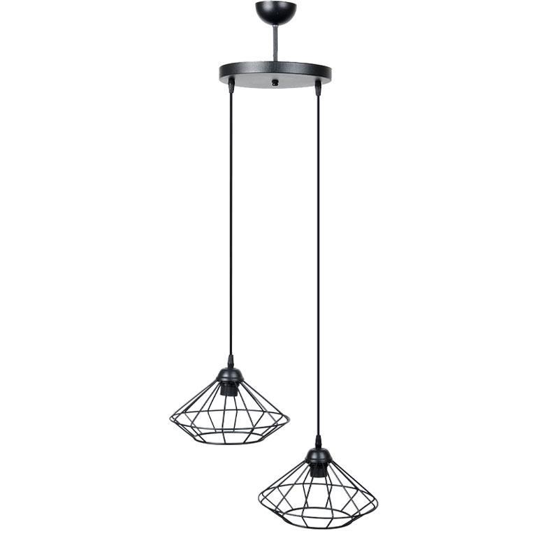 Κρεμαστό Φωτιστικό Οροφής Fylliana C309 Δίφωτο Μαύρο Ε27 25x75 εκ.