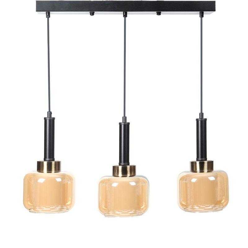 Τρίφωτο Κρεμαστό Φωτιστικό Οροφής C326 Fylliana Μπρονζέ Ε27 50x15x75 εκ.