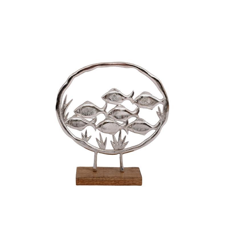 Διακοσμητικό Fish on ring 2803 Fylliana Αλουμινίου με Ξύλινη Βάση Ασημί χρώμα 32x6x30εκ Διακοσμητικό Fish on ring 2803 Fylliana Αλουμινίου με Ξύλινη Βάση Ασημί χρώμα 32x6x30εκ