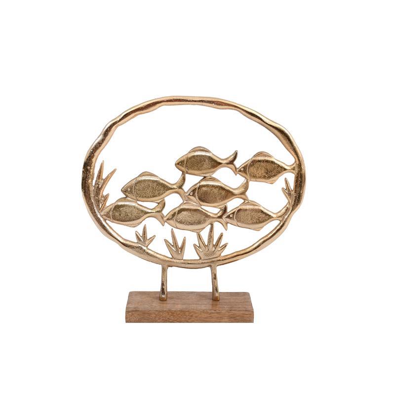 Διακοσμητικό Fish on ring 2803 Fylliana Αλουμινίου με Ξύλινη Βάση Χρυσό χρώμα 32x6x30εκ Διακοσμητικό Fish on ring 2803 Fylliana Αλουμινίου με Ξύλινη Βάση Χρυσό χρώμα 32x6x30εκ