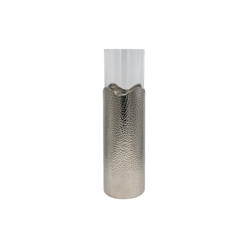 Κηροπήγιο Αλουμινίου FL831 Fylliana Ασημί 16x35 εκ.