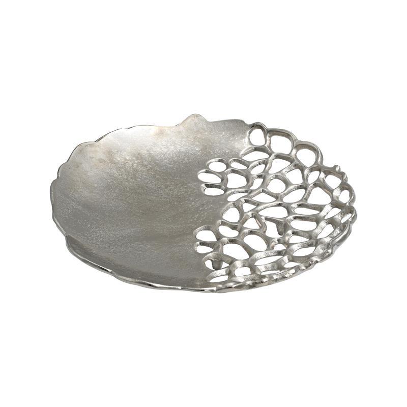 Διακοσμητικός Μεταλλικός Δίσκος FL8847 Fylliana Ασημί 33x33x5 εκ.