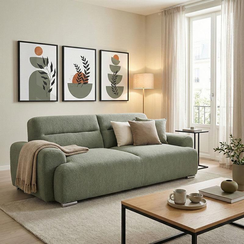 Kαναπές - Kρεβάτι Harmonious 3θέσιος Ύφασμα Λαδί 223,5x92x81 εκ.