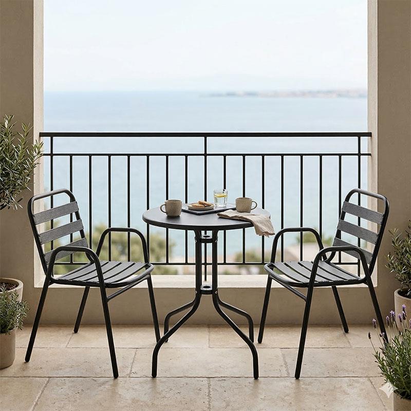 Σετ κήπου - Tραπεζαρία Sussie-Vergo Ι σετ 3τεμ μαύρο μέταλλο-αλουμίνιο Φ60x70εκ