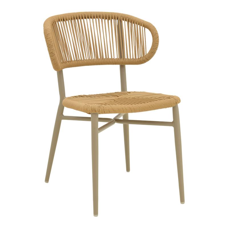 Καρέκλα Agus αλουμινίου-pe rattan στοιβαζόμενη σε καφέ απόχρωση 55x63x77εκ