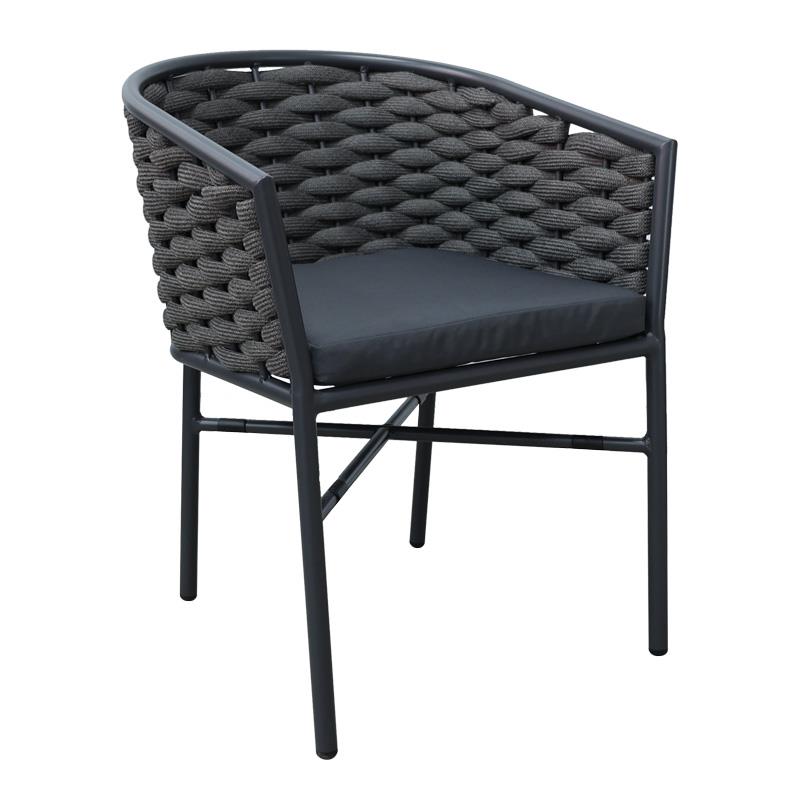 Καρέκλα - Πολυθρόνα Noevo αλουμινίου-pp στοιβαζόμενη με γκρι σκελετό και μαξιλάρι 57x62x77 εκ.