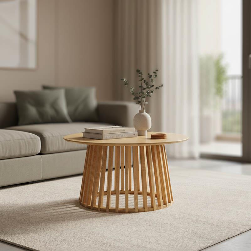 Τραπεζάκι σαλονιού Domonic mdf/pw σε φυσική απόχρωση Φ80x45εκ