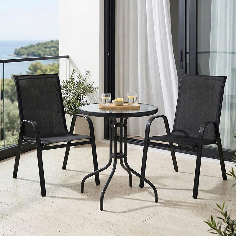 Σετ κήπου - Τραπεζαρία κήπου Calan-Watson σετ 3τεμ μέταλλο μαύρο-textilene μαύρο