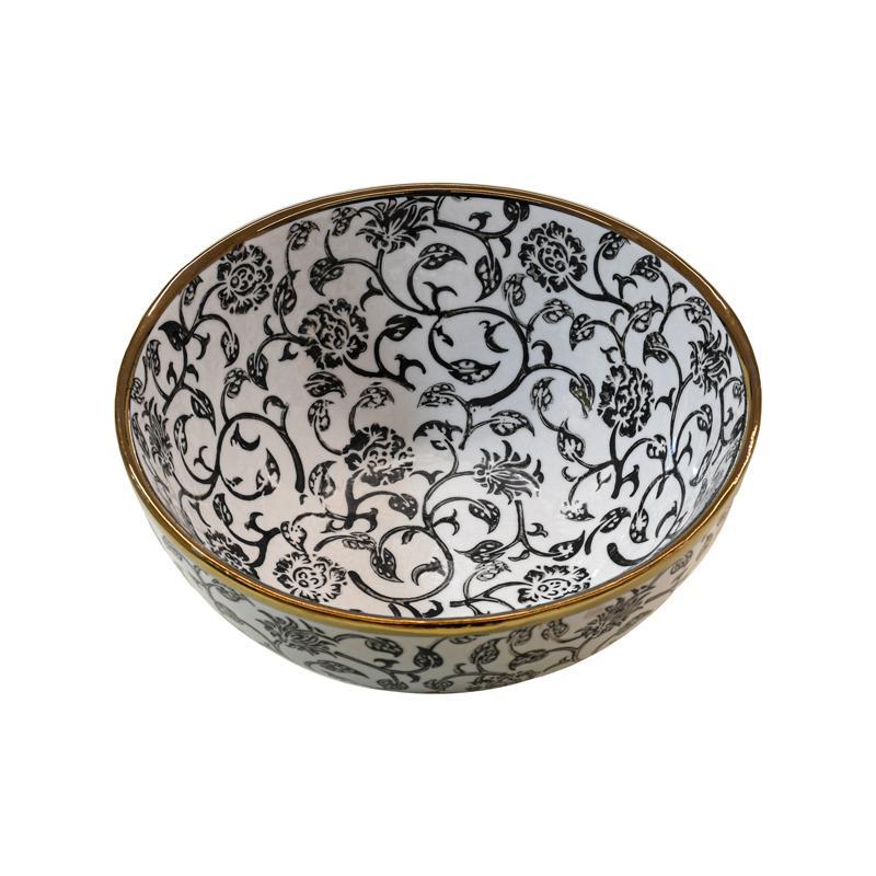 Κεραμική Κούπ FL22961 Fylliana Μαύρο - Λευκό - Χρυσό Φ25x10 εκ.