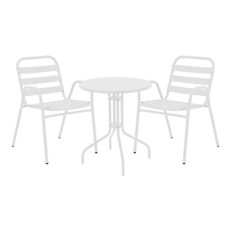 Σετ κήπου - Τραπεζαρία Vergo - Sussie 3 τεμ. μέταλλο λευκό Φ60x70 εκ.