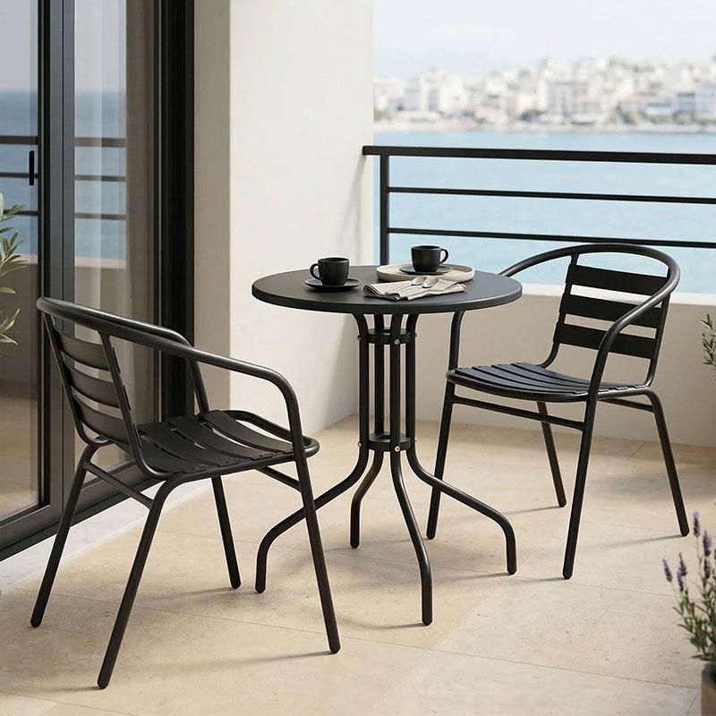 Σετ κήπου - Τραπεζαρία Vergo - Tade 3 τεμ. μαύρο μέταλλο Φ60x70 εκ.