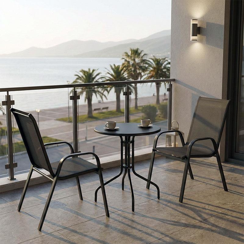 Σετ κήπου - Τραπεζαρία Vergo - Calan 3 τεμ. μέταλλο μαύρο Φ60x70 εκ.
