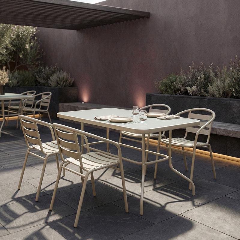 Σετ κήπου Τραπεζαρία Tade - Valor σετ 5 τεμ. μέταλλο - γυαλί σαμπανιζέ 110x60x70 εκ.