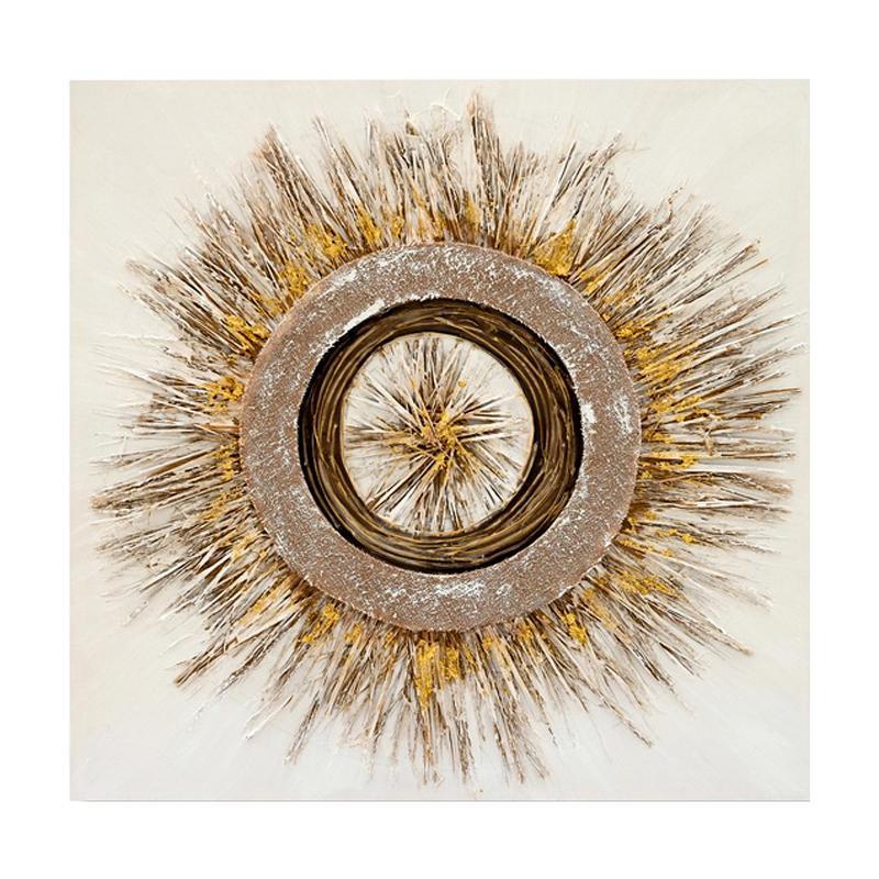 Πίνακας σε Καμβά FL0622 Fylliana Μπέζ - Καφέ - Κίτρινο 80x3x80 εκ.