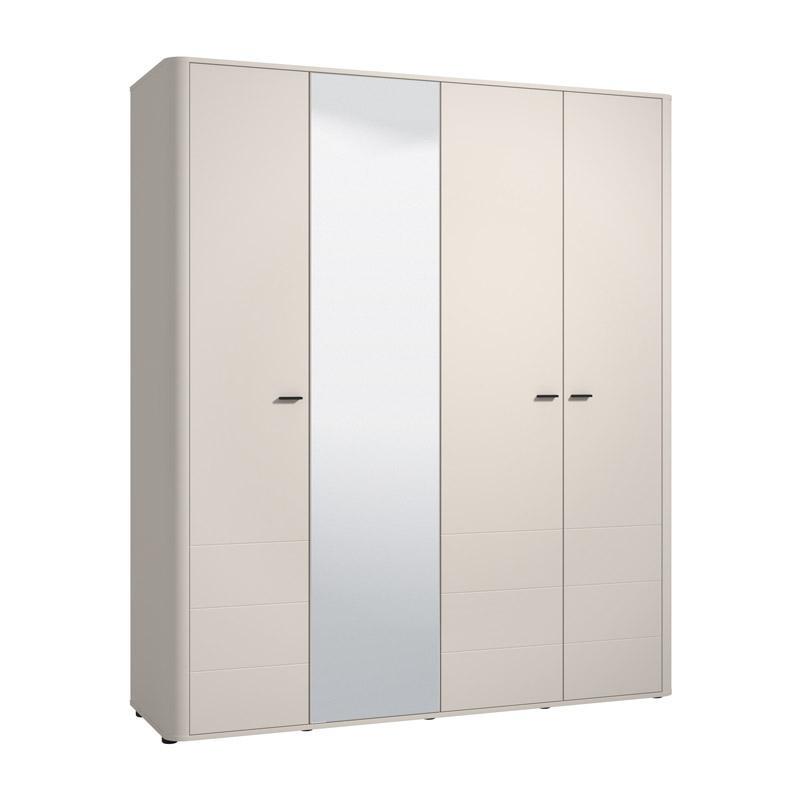 Ντουλάπα SERDICA 4K1O Τετράφυλλη με Καθρέπτη Cashmere 180x57x211εκ.