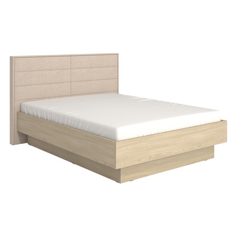 Επενδυμένο Κρεβάτι ARBELA Διπλό MD Light Port Oak με Μπέζ Ύφασμα 160x200εκ.