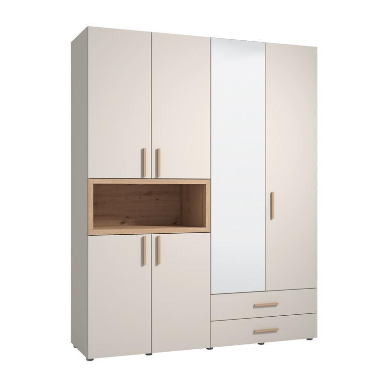 Ντουλάπα DONALD 4K2F1O Τετράφυλλη με Καθρέπτη Cashmere - Artisan Oak 179x57x227εκ.