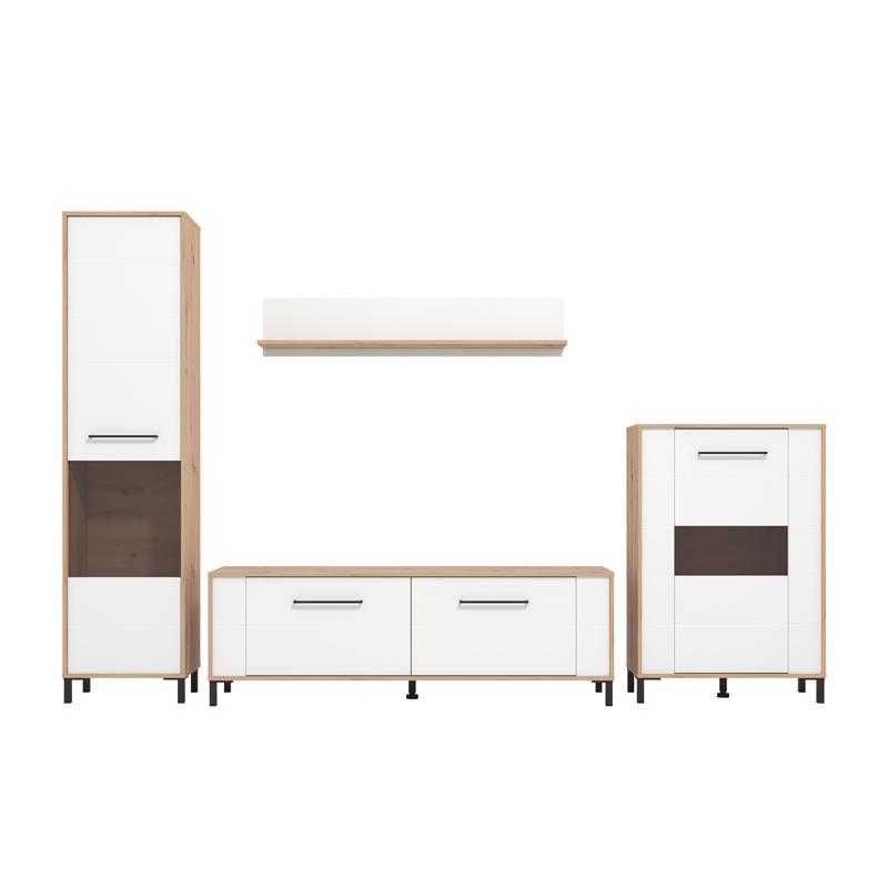 Σύνθετο σαλονιού DURHAM AH OB Artisan Oak - Λευκό 299x40x193εκ.
