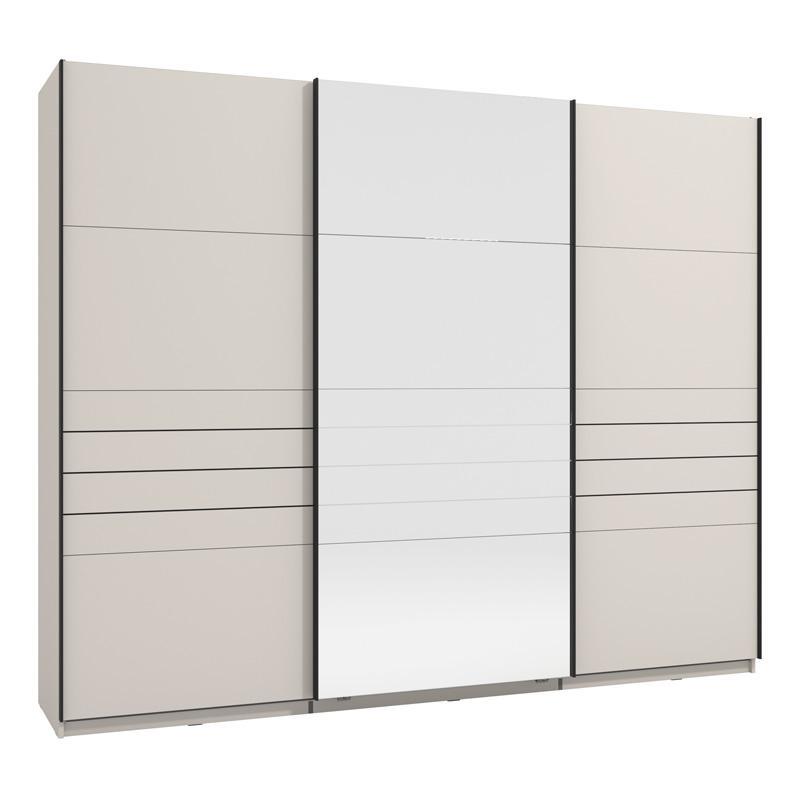 Ντουλάπα Συρόμενη VEYMONT 270 OG με Καθρέπτη Τρίφυλλη Cashmere 267x61x218εκ.