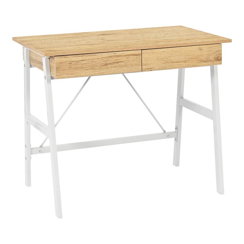 Γραφείο Lione με Συρτάρια σε Oak & Λευκό Μεταλλικό Πόδι 90x50x75 εκ. Γραφείο Lione με Συρτάρια σε Oak & Λευκό Μεταλλικό Πόδι 90x50x75 εκ.