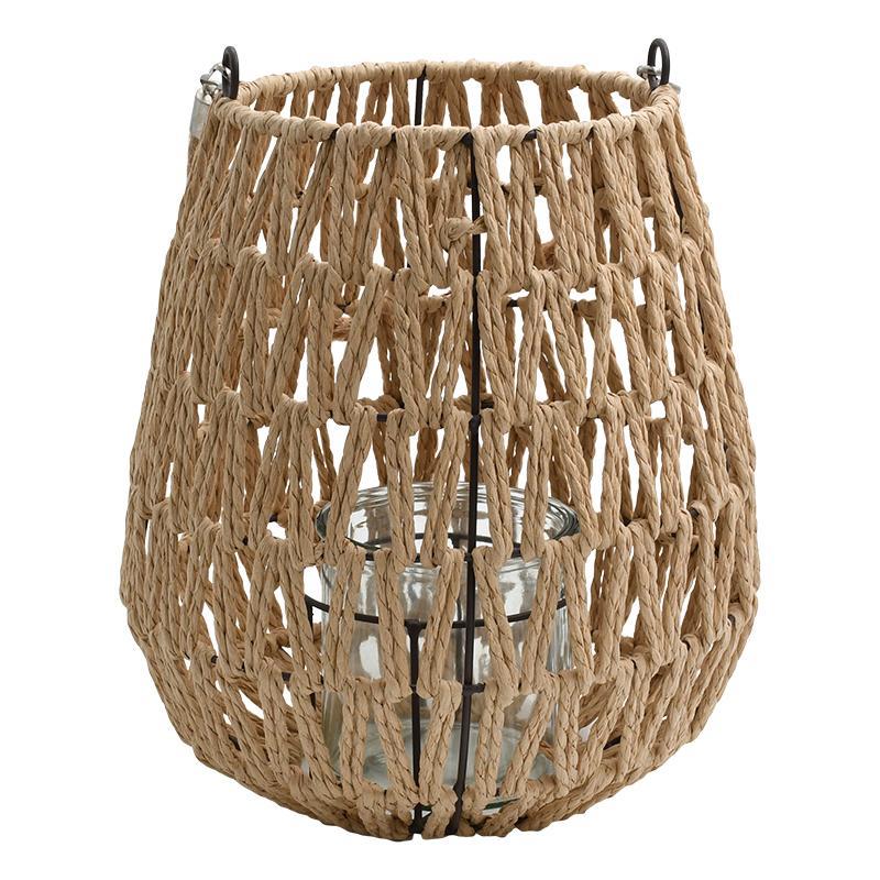 Ψάθινο Φανάρι Umeko FL012 Fylliana Φυσικό χρώμα 24x27εκ.